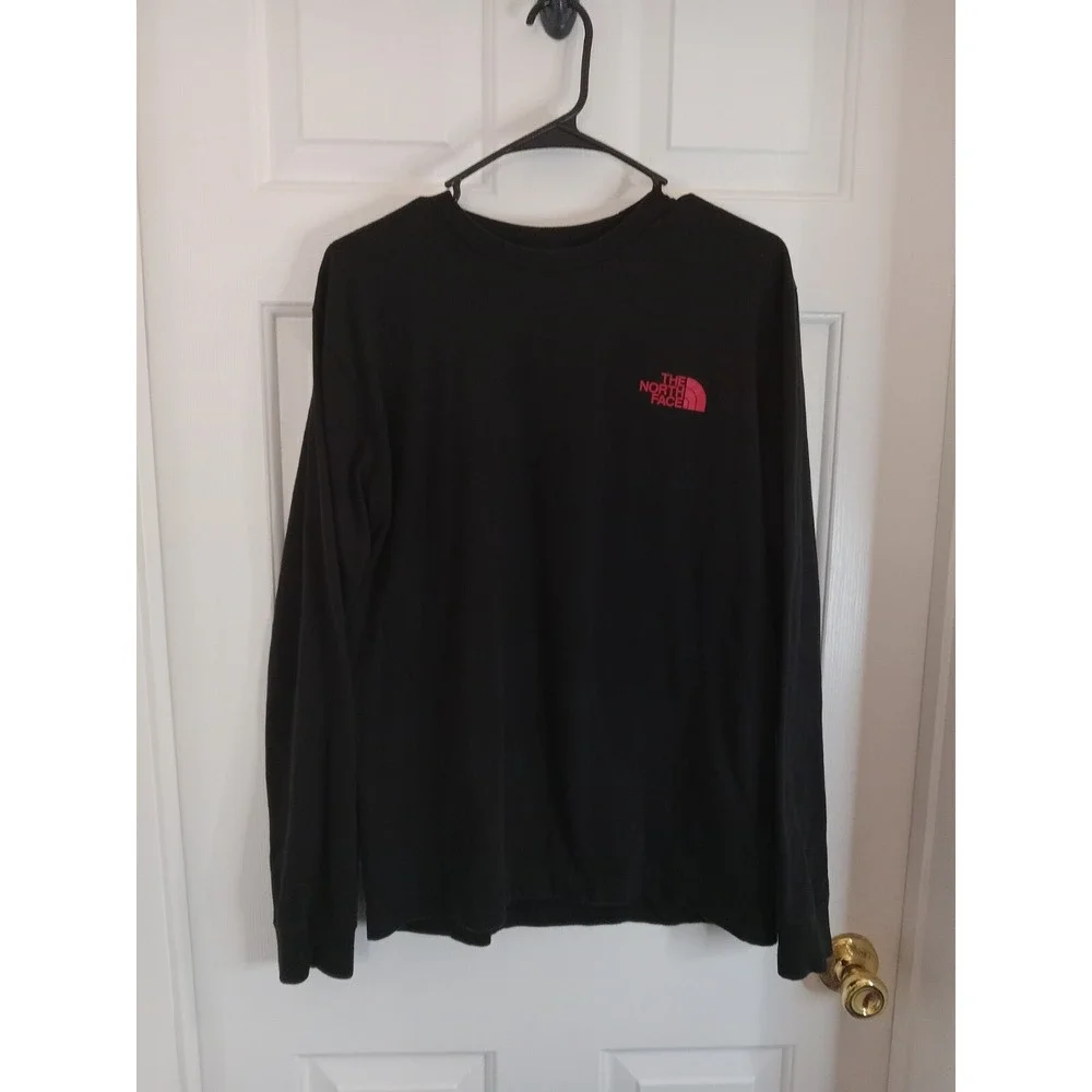 The North Face Long‎ Sleeve Crewneck Never Red Logo Exploring Black Mens Small